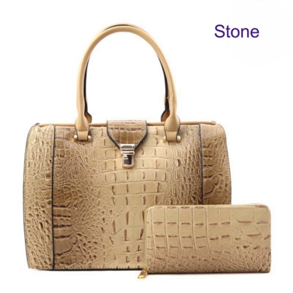 Doctor Bag style handbag with matching wallet.